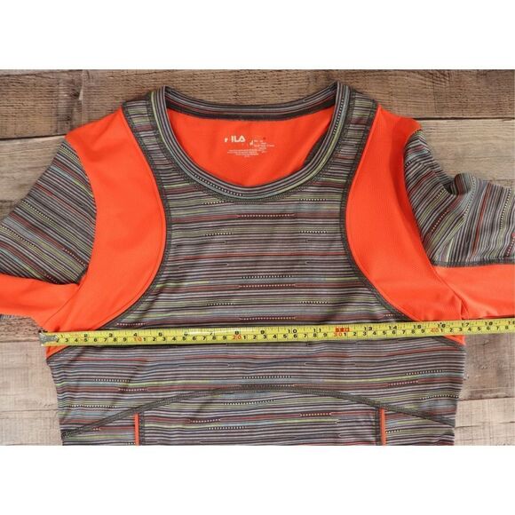 Fila Activewear Sportswear Grey Striped Fitted Running Top Shirt MEDIUM Sporty - Picture 5 of 9